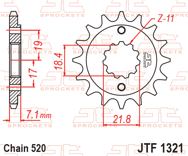 JT Sprockets - JTF1321 Front Drive Countershaft Sprocket