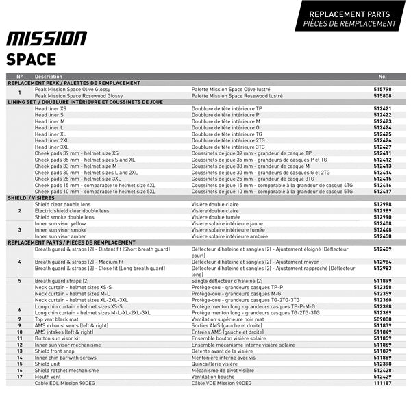 CKX-HELM MISSION EDL SPACE OLIVE NT GLOS 3XL 516377