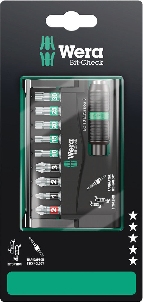 Wera Tools - Bit-Check 10 BiTorsion 3 SB