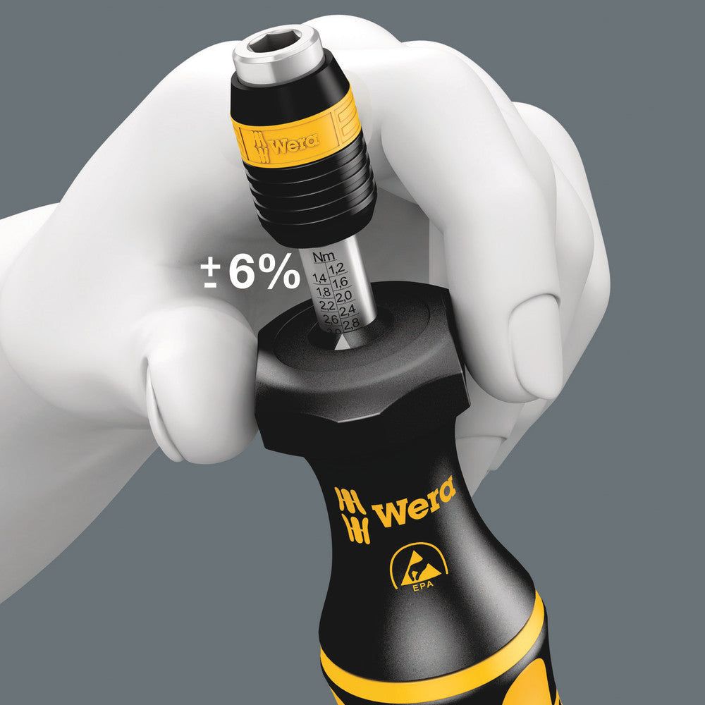 Wera Tools - Series 7400 ESD Kraftform adjustable torque screwdrivers (2.5-29.0 in.lbs.) with Rapidaptor quick-release chuck
