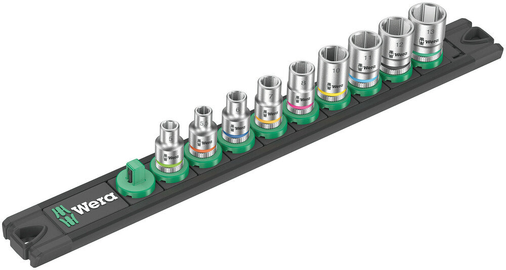 Wera Tools - Magnetic socket rail A 4 Zyklop socket set, 1/4" drive