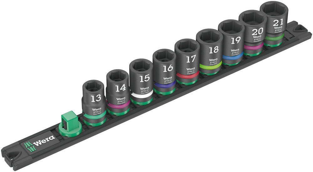 Wera Tools - Magnetic socket rail C Impaktor 1 socket set, 1/2" drive
