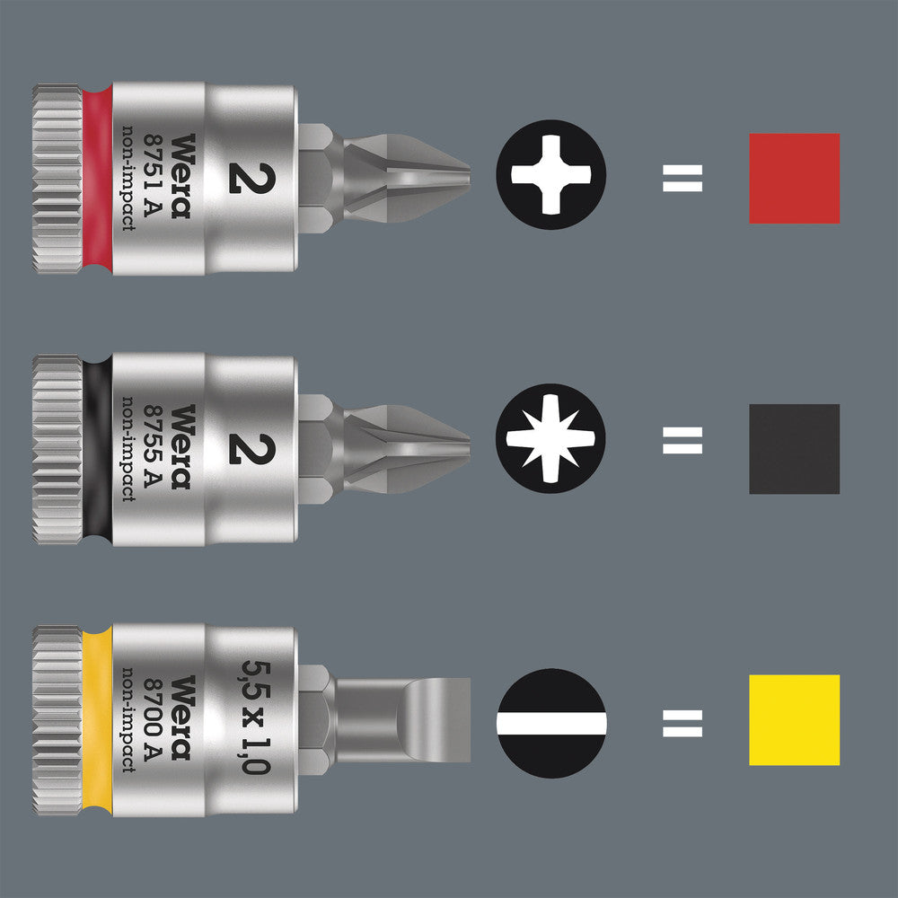 Wera Tools - 8755 A Pozidriv Zyklop bit socket, 1/4" drive