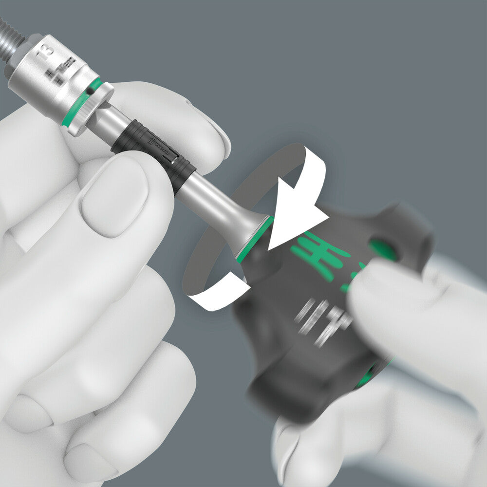 Wera Tools - 411 A RA T-handle adapter screwdriver with ratchet function, 1/4"