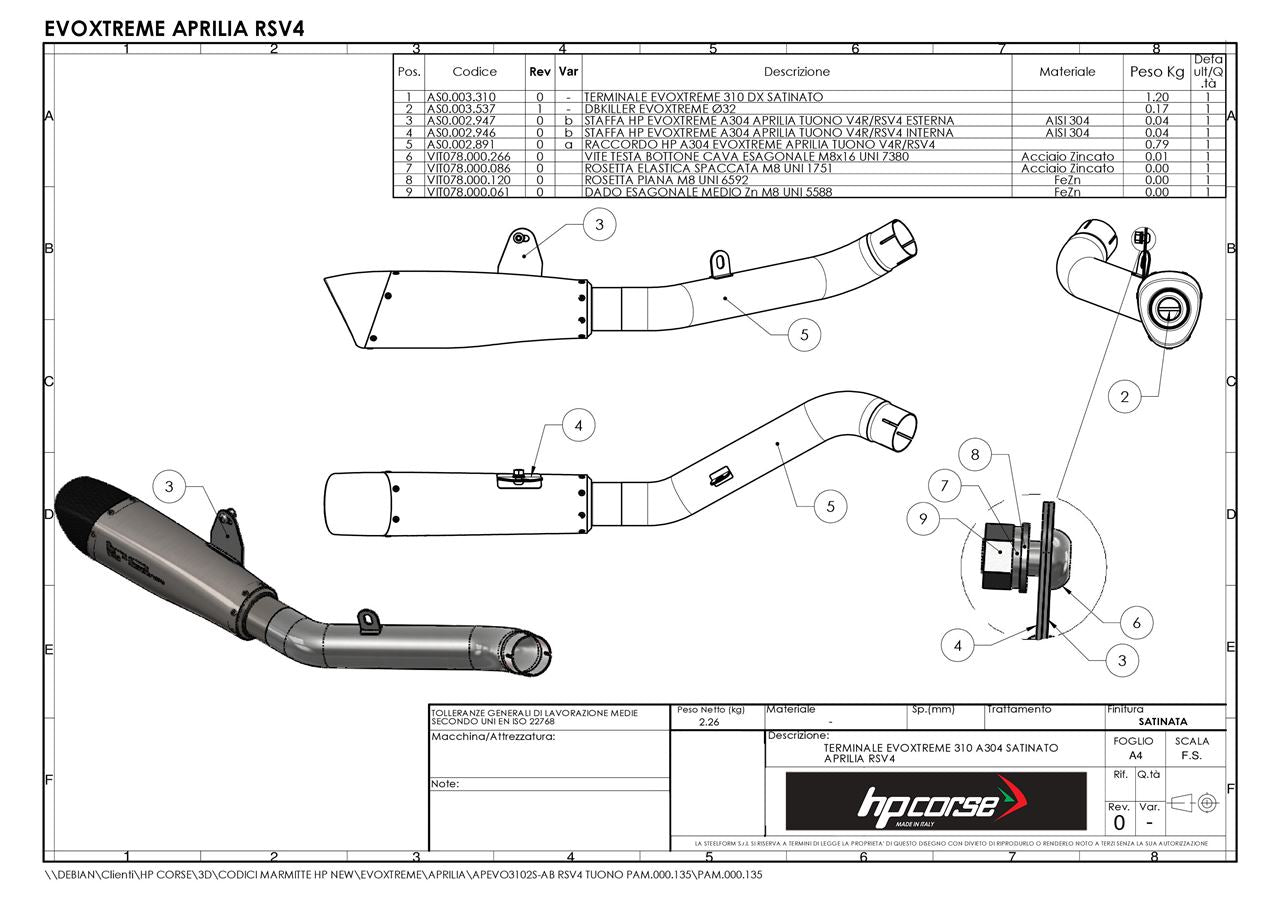 HPCorse - EvoXtreme 310mm Exhaust for Aprilia Tuono V4 1100 '15-'16