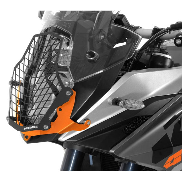Touratech - Headlight Guard Stainless Steel Orange Quick-Release - KTM Adventure 1050, 1090 /R, 1190 /R all years & 1290 up to 2016
