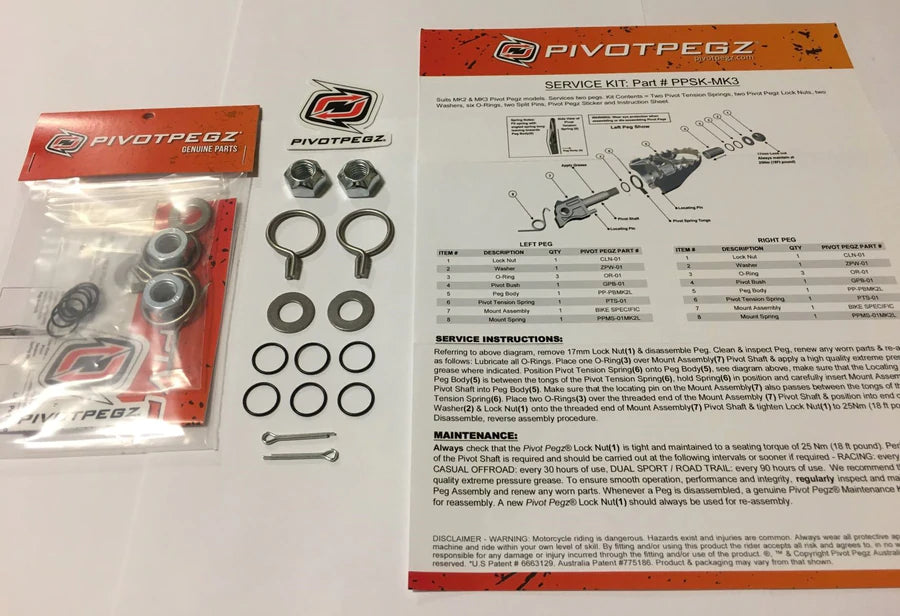 Pivot Pegz - Service Kit (Services Two Pegs) PPSK-MK3