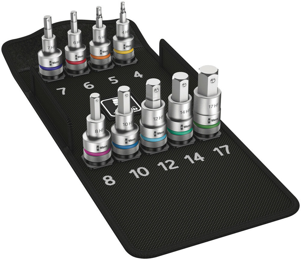 Wera Tools - 8740 C Hf 1 Zyklop Bit Socket With 1/2" Drive Socket With Holding Function 9Pcs - 05004201001