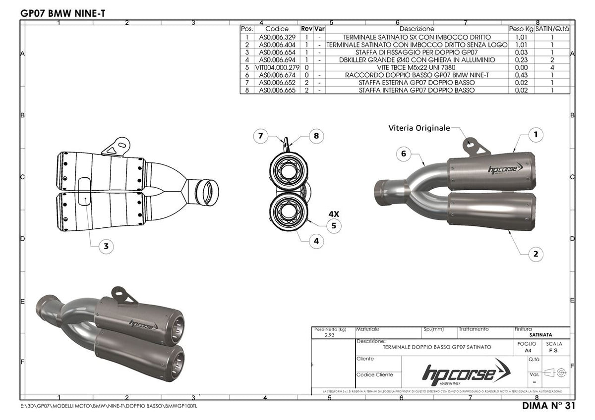 HPCorse - 1 into 2 GP-07 Exhaust for BMW R Nine T 2014-2016