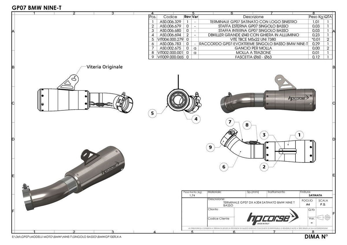 HPCorse - GP-07 Exhaust for BMW R Nine T 2014-2016