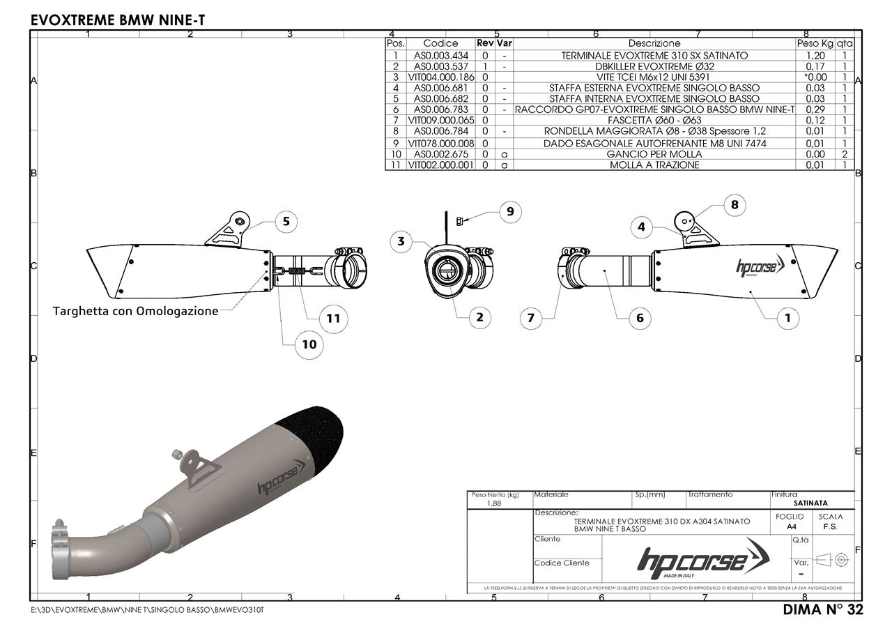 HPCorse - EvoXtreme 310mm Exhaust for BMW R Nine T 2014-2016