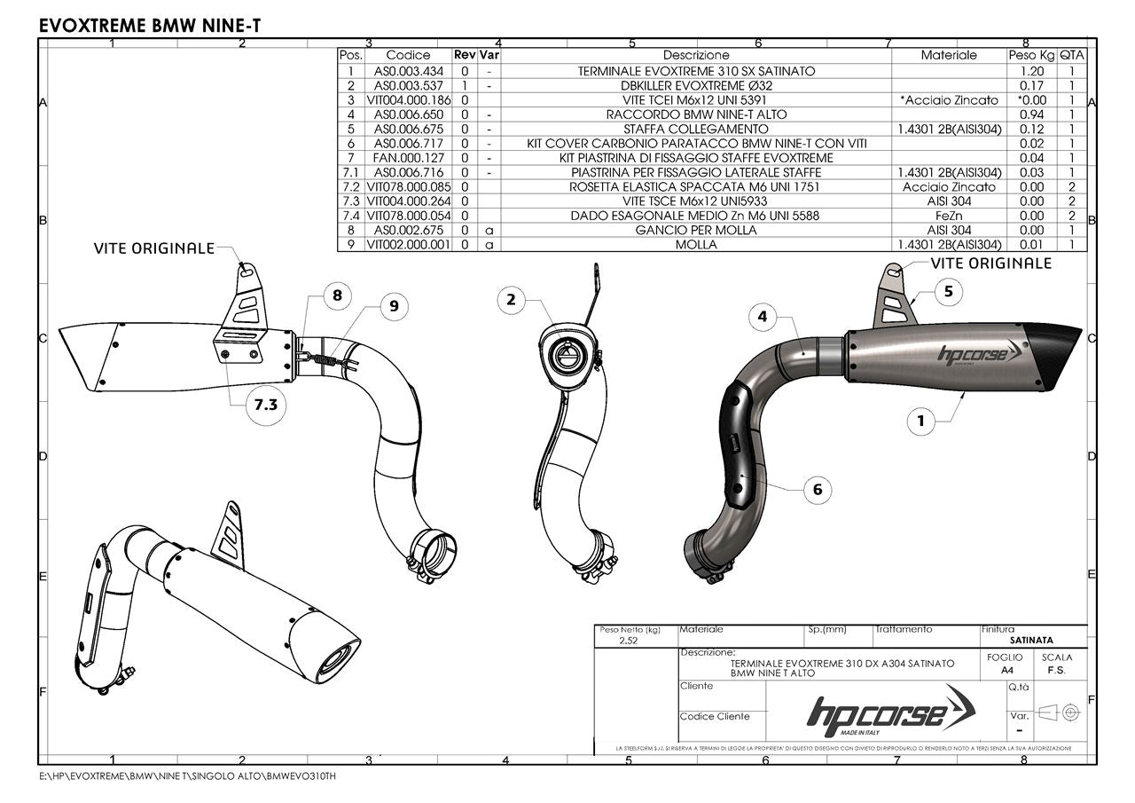 HPCorse - EvoXtreme 310mm Exhaust for BMW R Nine T 2014-2016