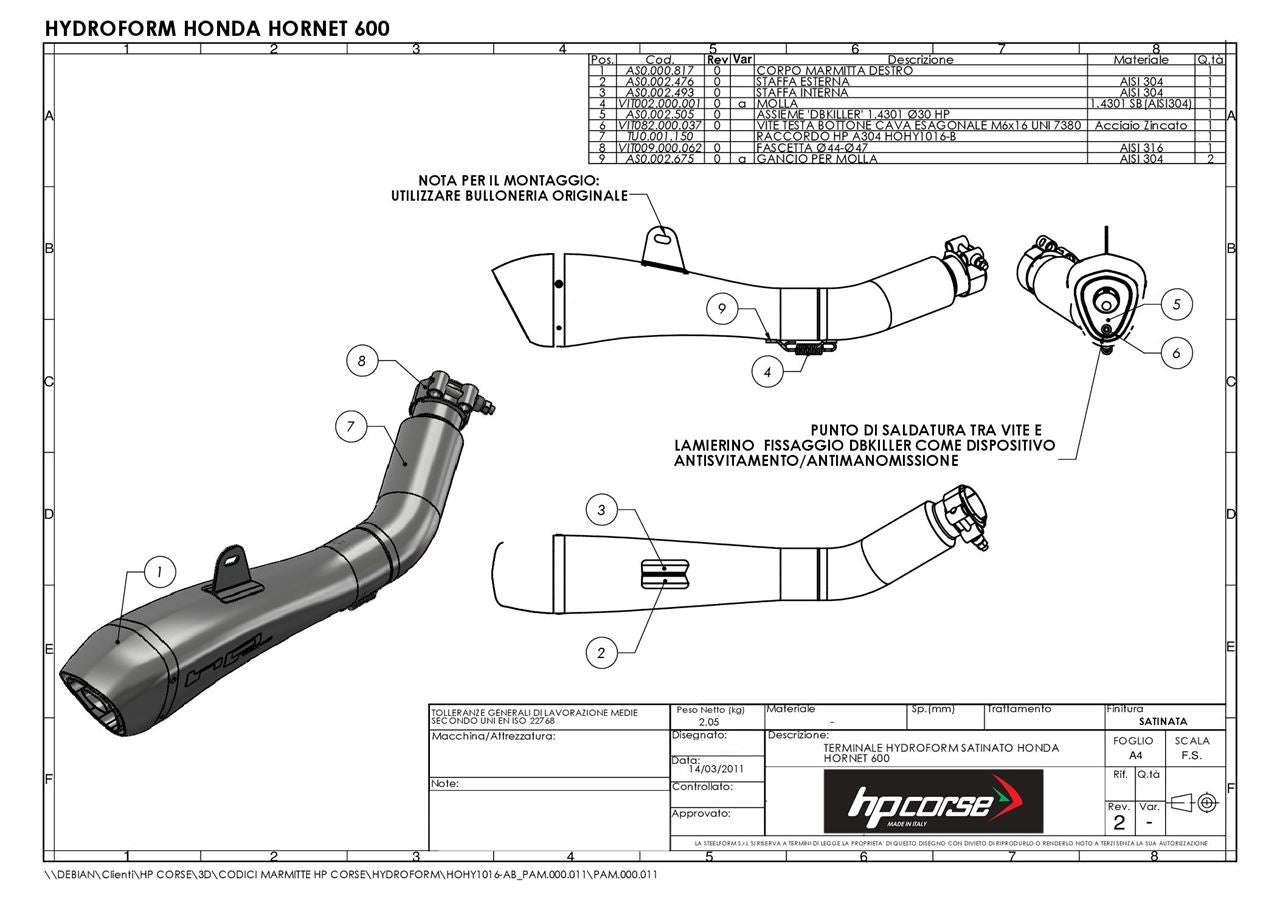 HPCorse - Hydroform Exhaust for Honda Hornet 600 '07-'13