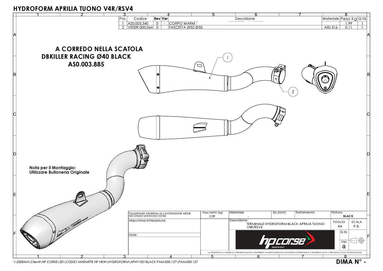 HPCorse - Hydroform Exhaust for Aprilia Tuono V4 1100 '15-'16