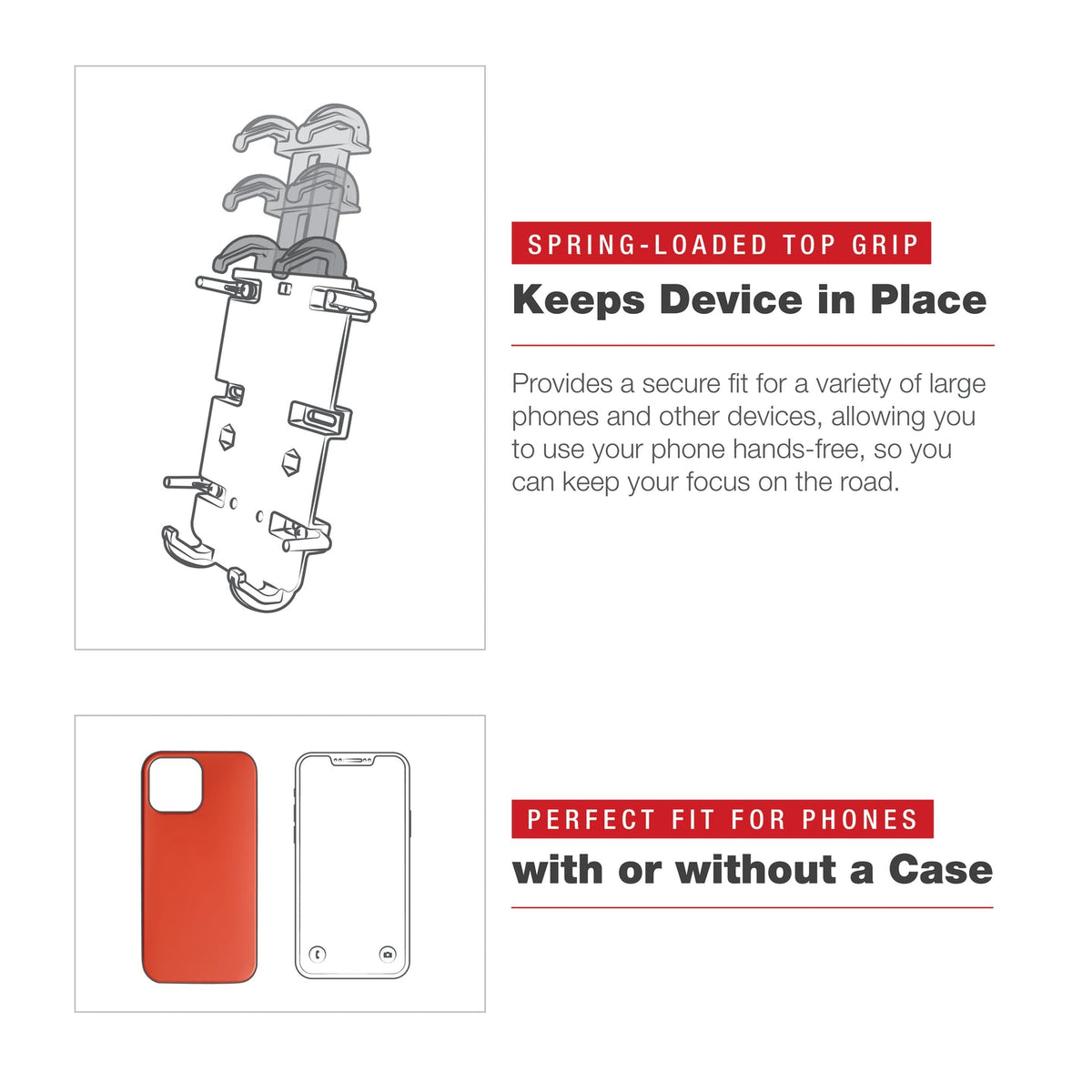 RAM Mounts - RAM® Quick-Grip™ XL Phone Mount with Low-Profile Tough-Claw™