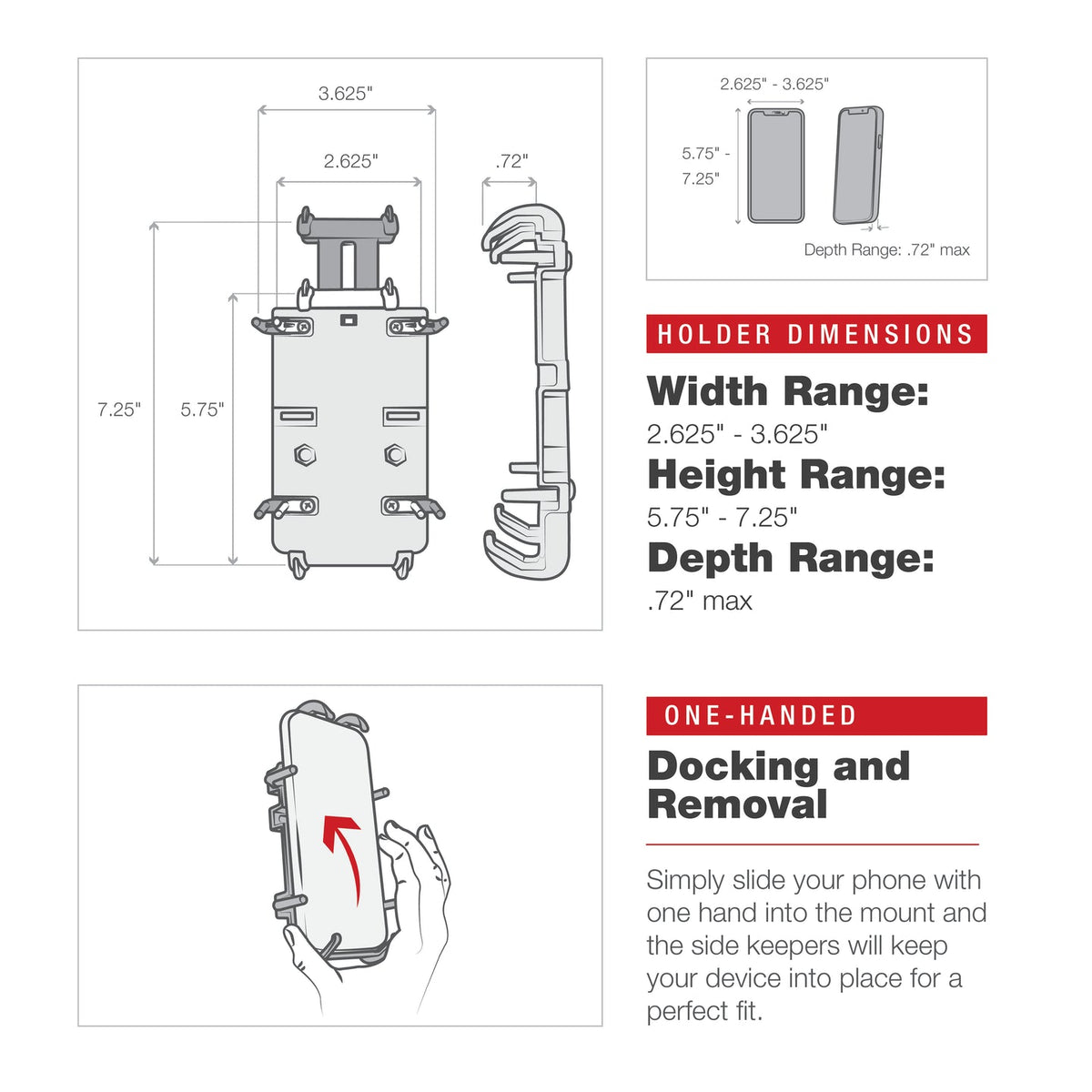 RAM Mounts - RAM® Quick-Grip™ XL Phone Mount with Low-Profile Tough-Claw™