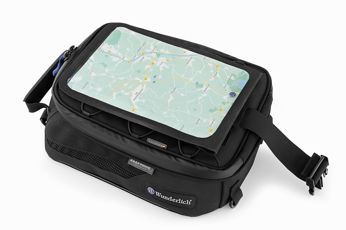 Universal, rainproof map holder for storing maps or documents, smartphones and navigation devices.