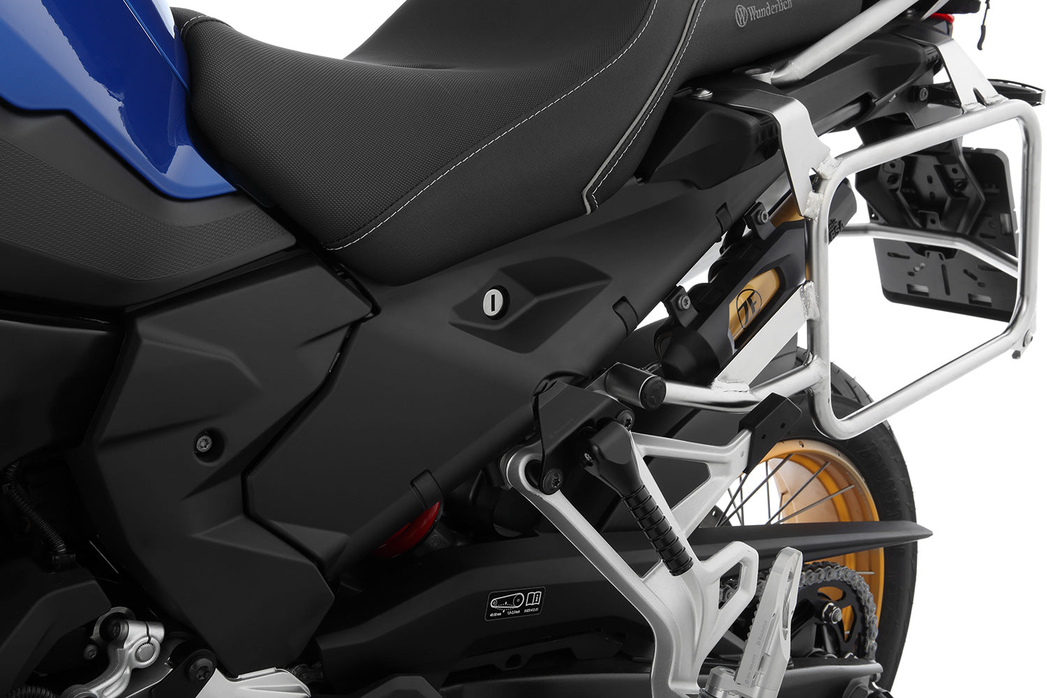 The two halves of the cover perfectly enclose the two side openings on the rear of the frame