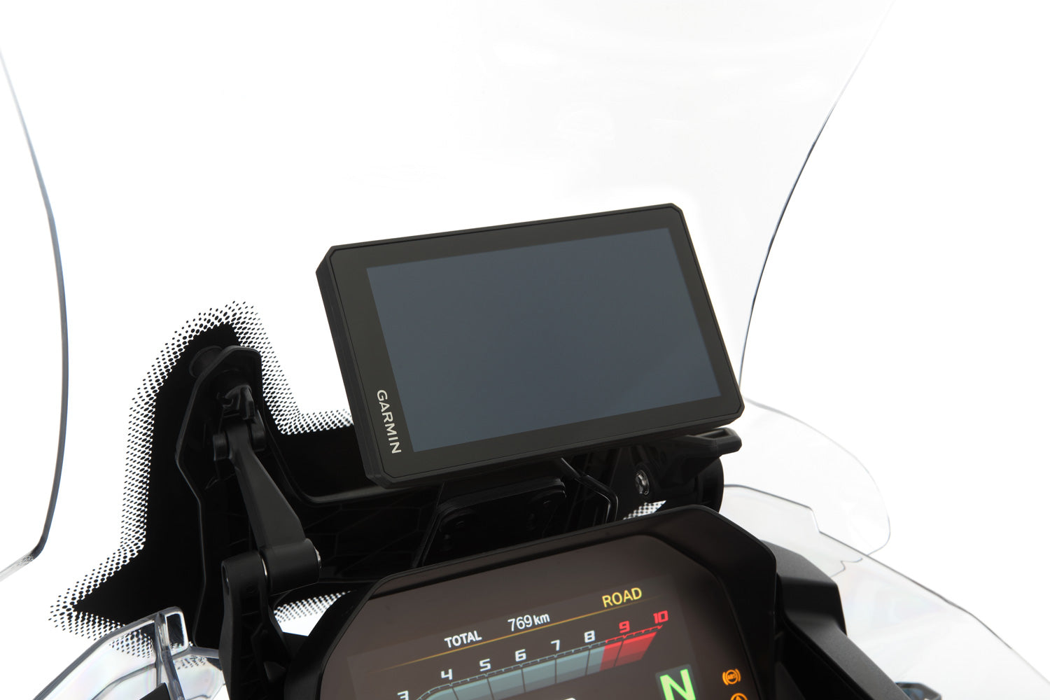 This security kit is mounted on the Garmin Zumo XT navigation mounting and prevents unauthorised access to the expensive device.