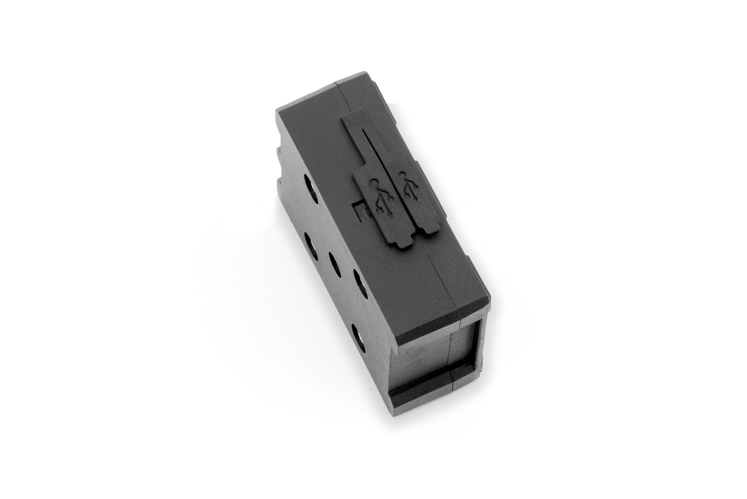 Our thoroughly practical USB charging box fits all BMWs with the factory-side BMW navigation preparation (Navigator V, VI)