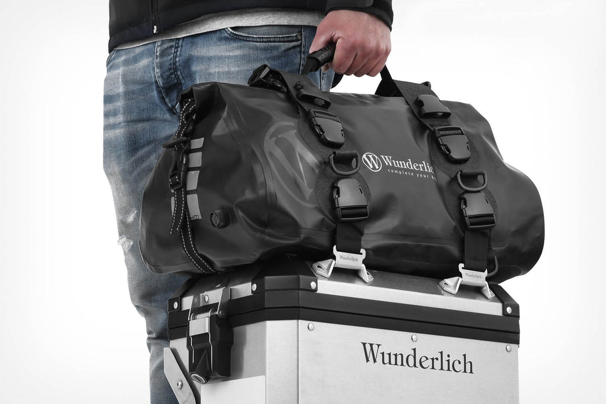 Rack Pack WP40, a top-quality and waterproof roll-up bag with an innovative mounting system.