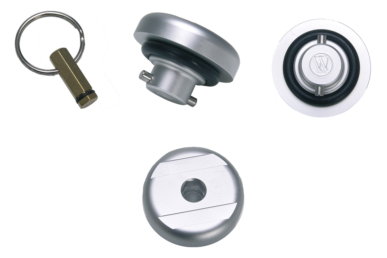 This Wunderlich safety oil plug replaces the original plastic oil filler plug. A good alternative to the “Locking Oil Filler Plug”.