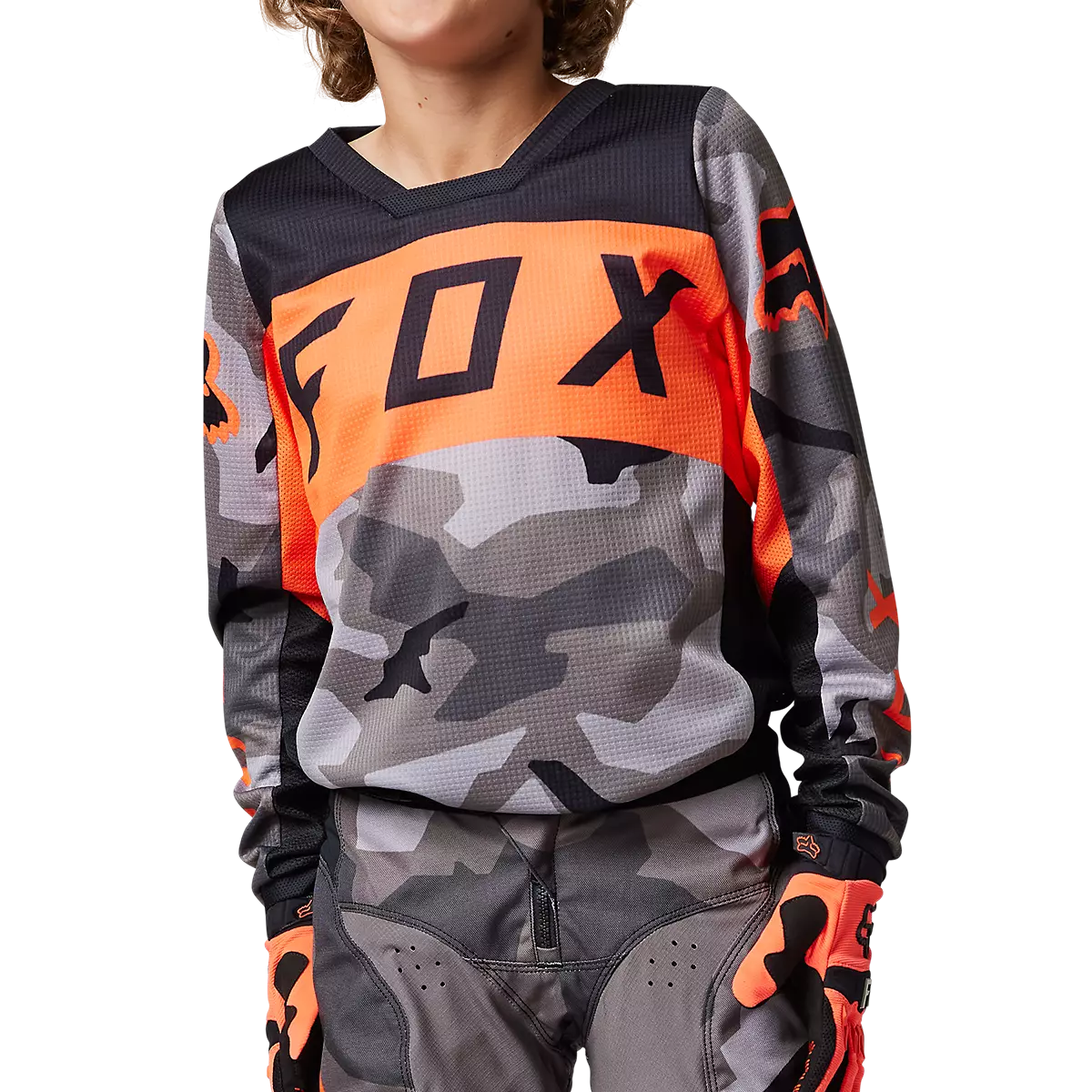Fox Racing - Youth 180 Bnkr Jersey (28830)-Grey Camo (28830-033)