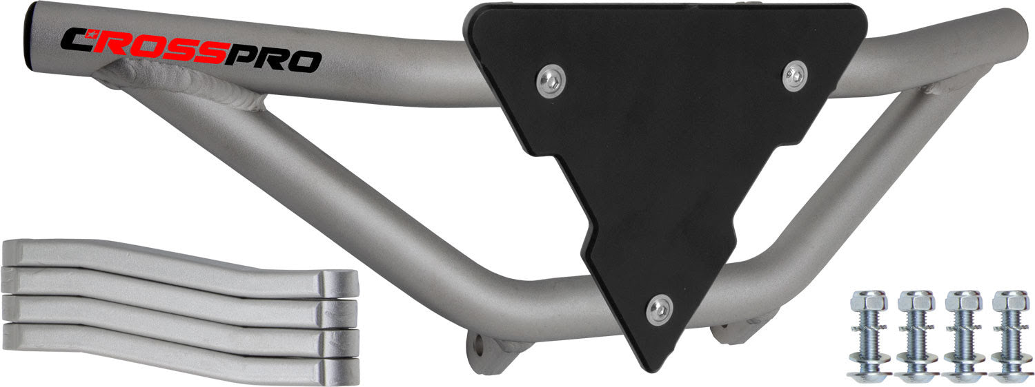 Crosspro - Front Bumper Gliese For Yamaha YFM 700 Raptor-Ice Polish Tube / Black Plate