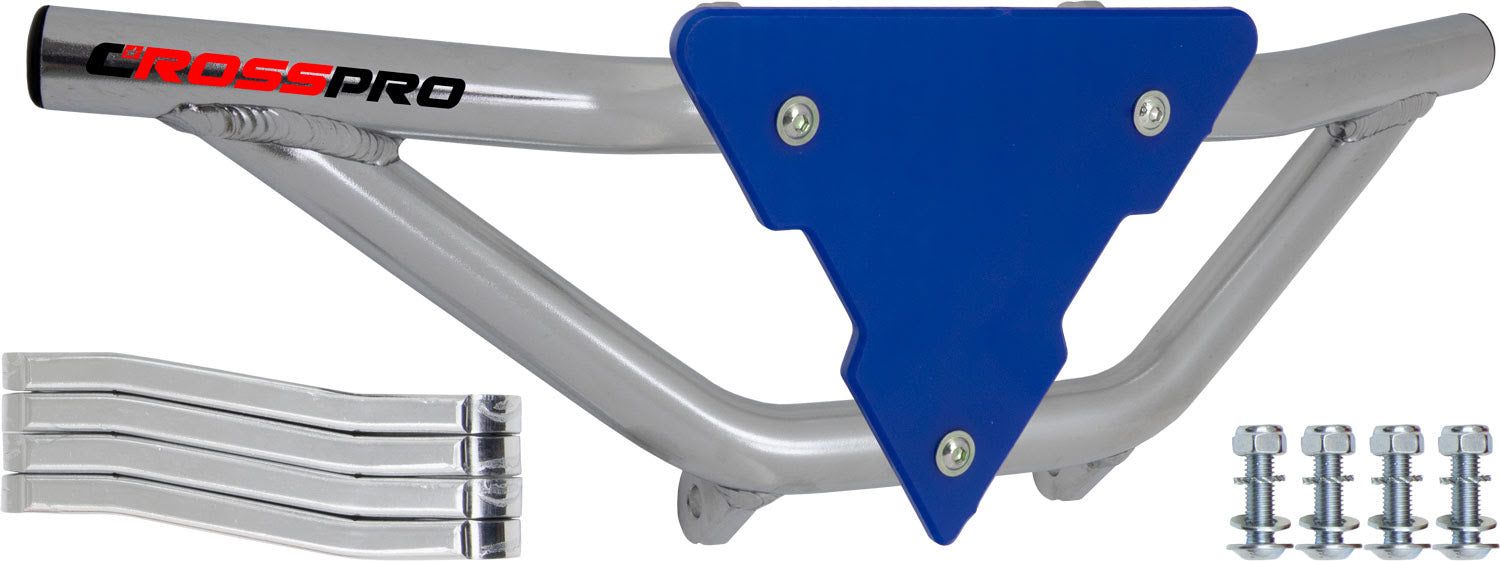 Crosspro - Front Bumper Gliese For Yamaha YFM 250 Raptor-Polish Tubo / Blue Plate