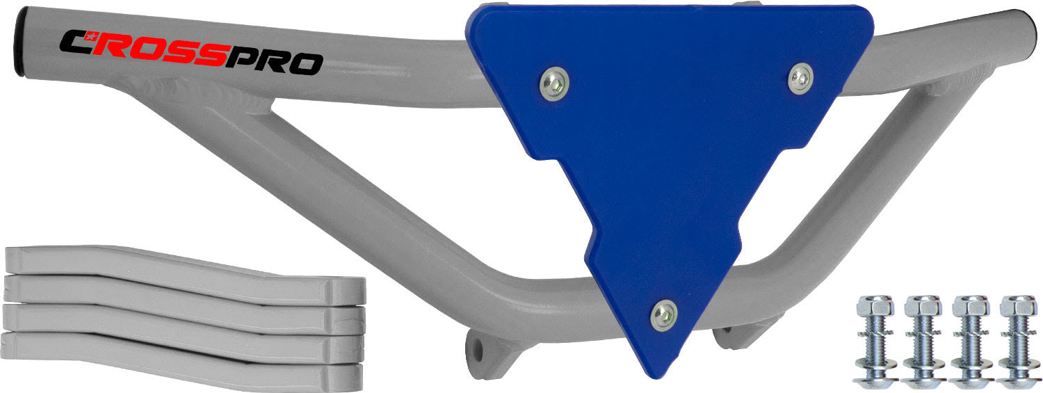 Crosspro - Front Bumper Gliese For Yamaha YFM 250 Raptor-White Tube / Blue Plate