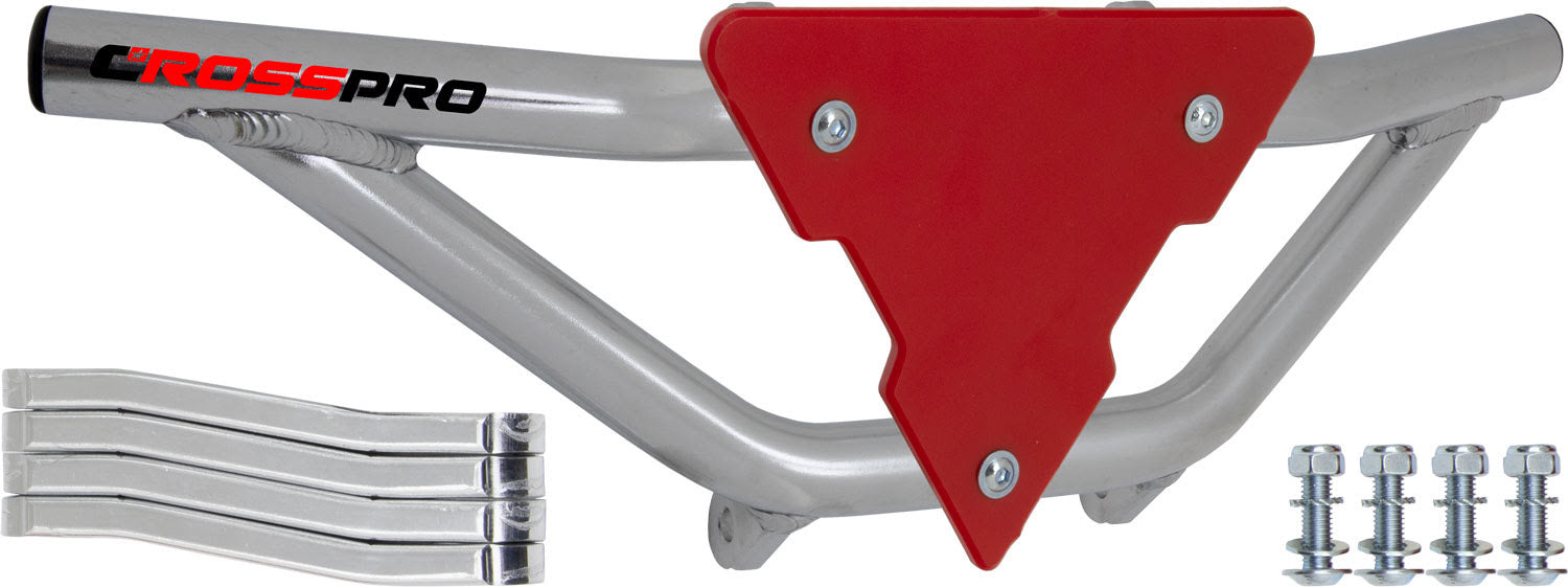 Crosspro - Front Bumper Gliese For Yamaha YFM 660 Raptor-Polish Tubo / Red Plate