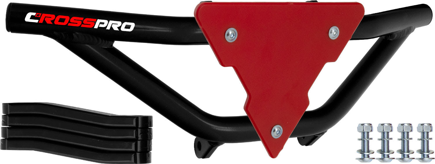 Crosspro - Front Bumper Gliese For Suzuki LT-Z 250-Black Tube / Red Plate