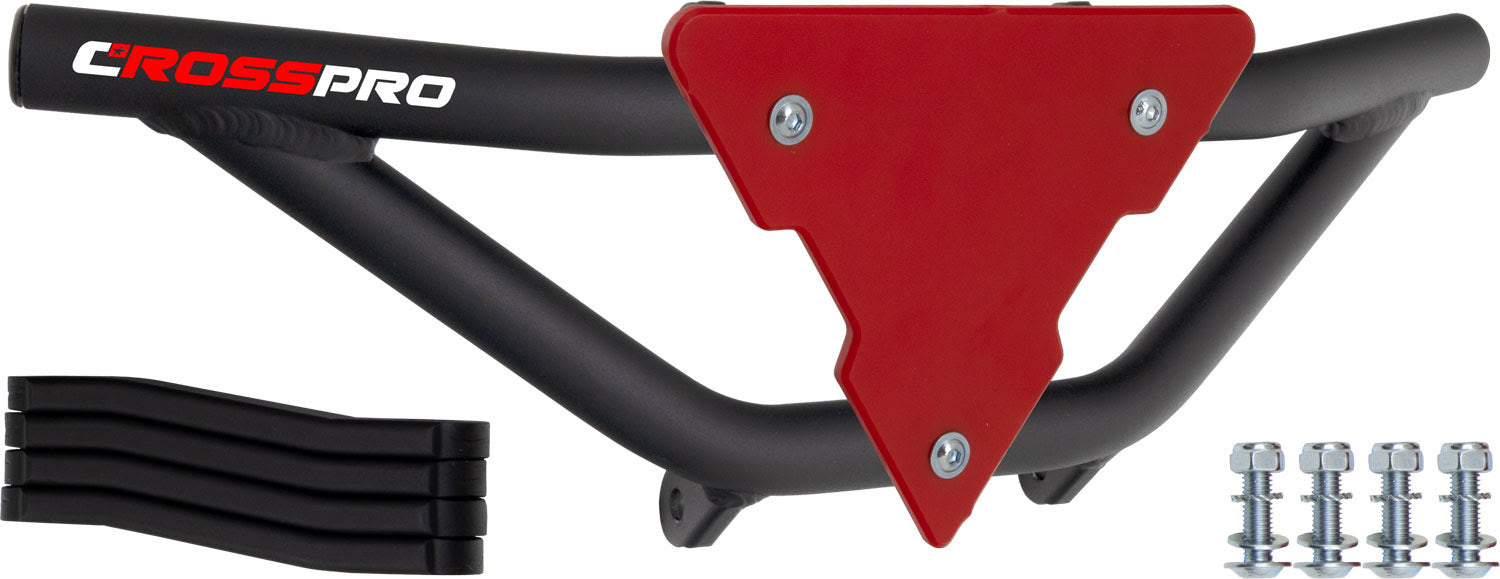 Crosspro - Front Bumper Gliese For Suzuki LT-Z 250-Textured Black Tube / Red Plate