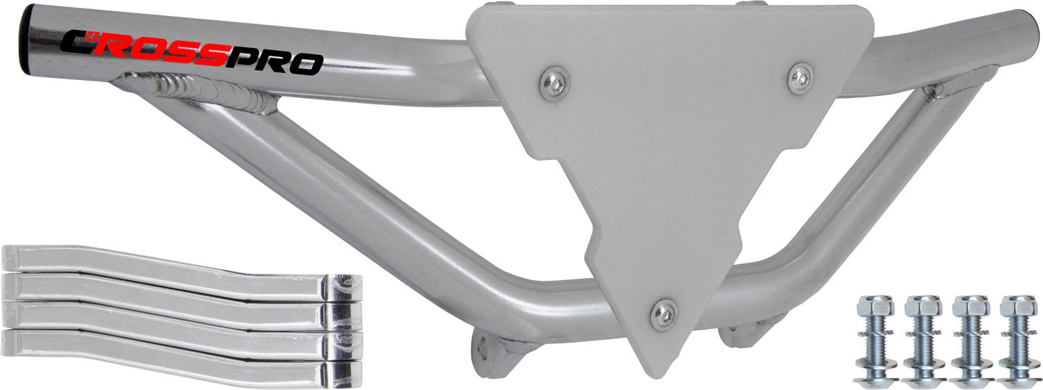Crosspro - Front Bumper Gliese For Yamaha YFZ 450-Polish Tubo / White Plate