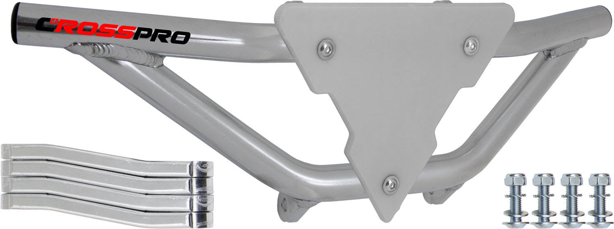 Crosspro - Front Bumper Gliese For Yamaha YFZ 450-Polish Tubo / White Plate