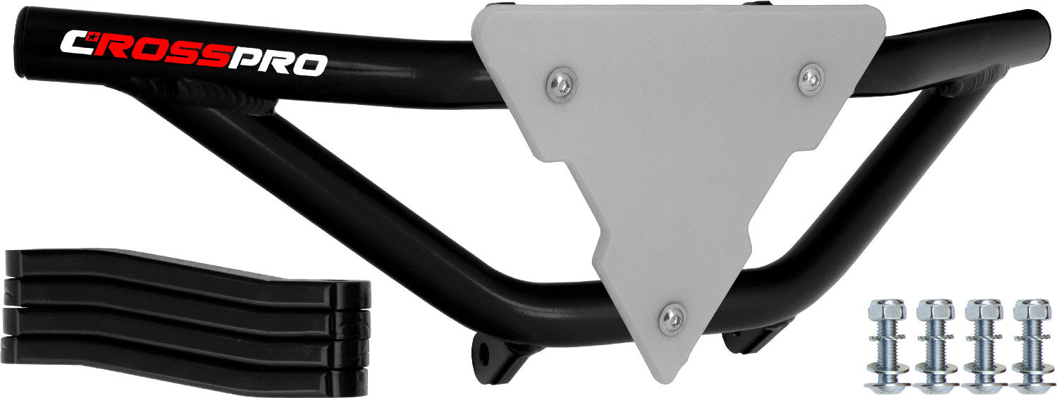 Crosspro - Front Bumper Gliese For Suzuki LT-R 450-Black Tube / White Plate