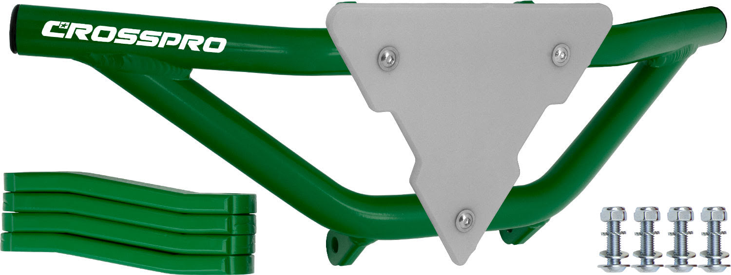Crosspro - Front Bumper Gliese For Yamaha YFM 660 Raptor-Green Tube / White Plate