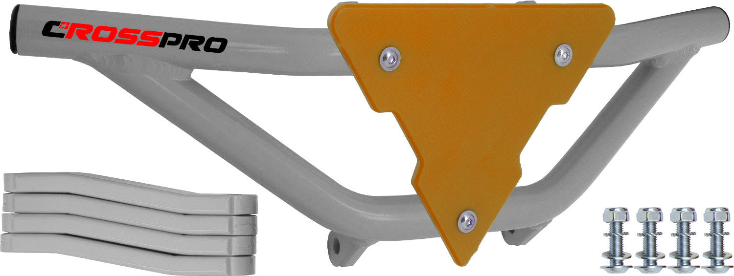 Crosspro - Front Bumper Gliese For Yamaha YFM 660 Raptor-White Tube / Yellow Plate