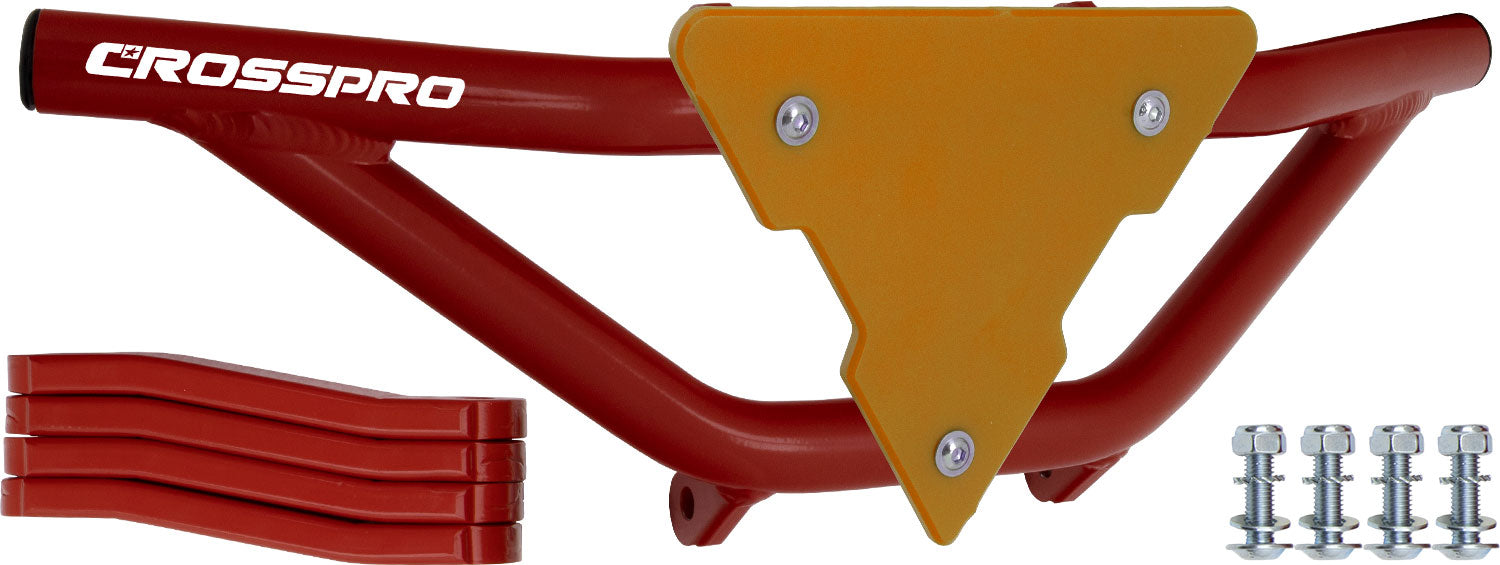 Crosspro - Front Bumper Gliese For Kawasaki KFX 450R-Red Tube / Yellow Plate