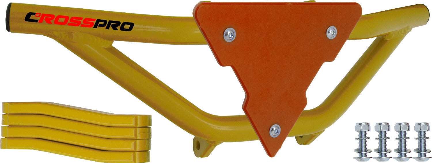 Crosspro - Front Bumper Gliese For Kawasaki KFX 450R-Yellow Tube / Orange Plate