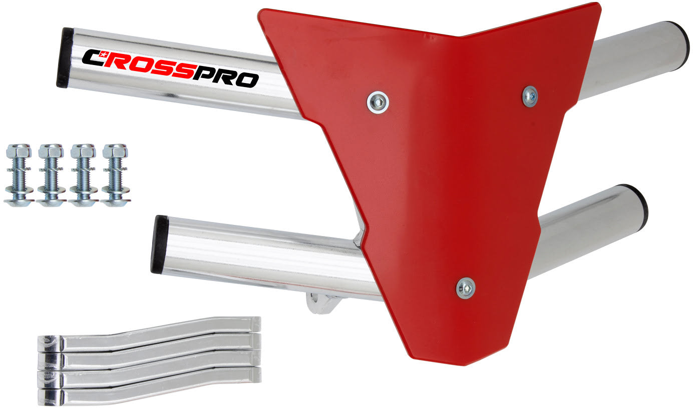 Crosspro - Front Bumper Waspe For Yamaha YFZ 450-Polish Tubo / Red Plate