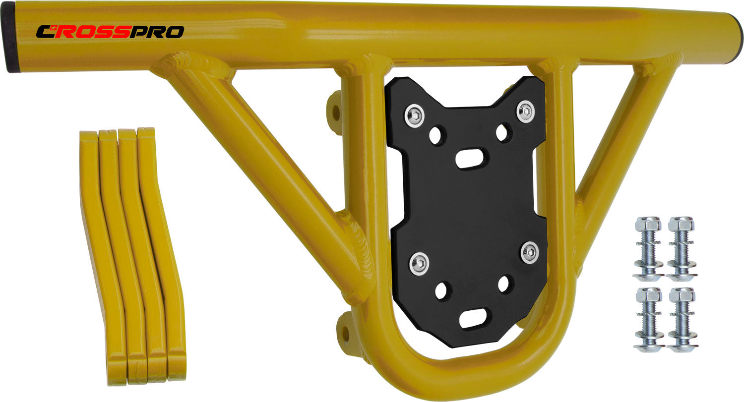 Crosspro - Front Bumper Hat For Yamaha YFM 250 Raptor-Yellow Tube / Black Plate