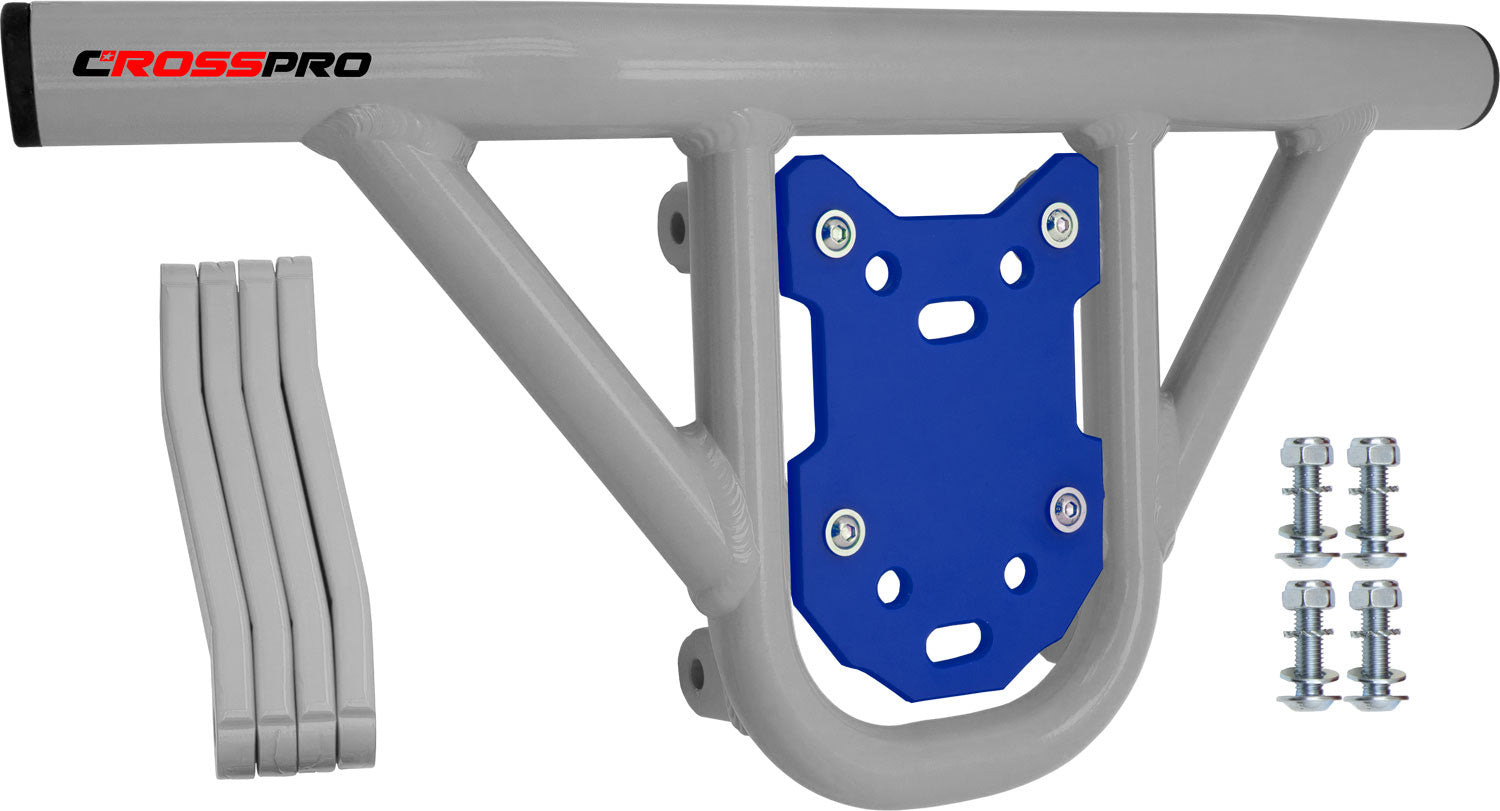 Crosspro - Front Bumper Hat For Yamaha YFM 700 Raptor-White Tube / Blue Plate