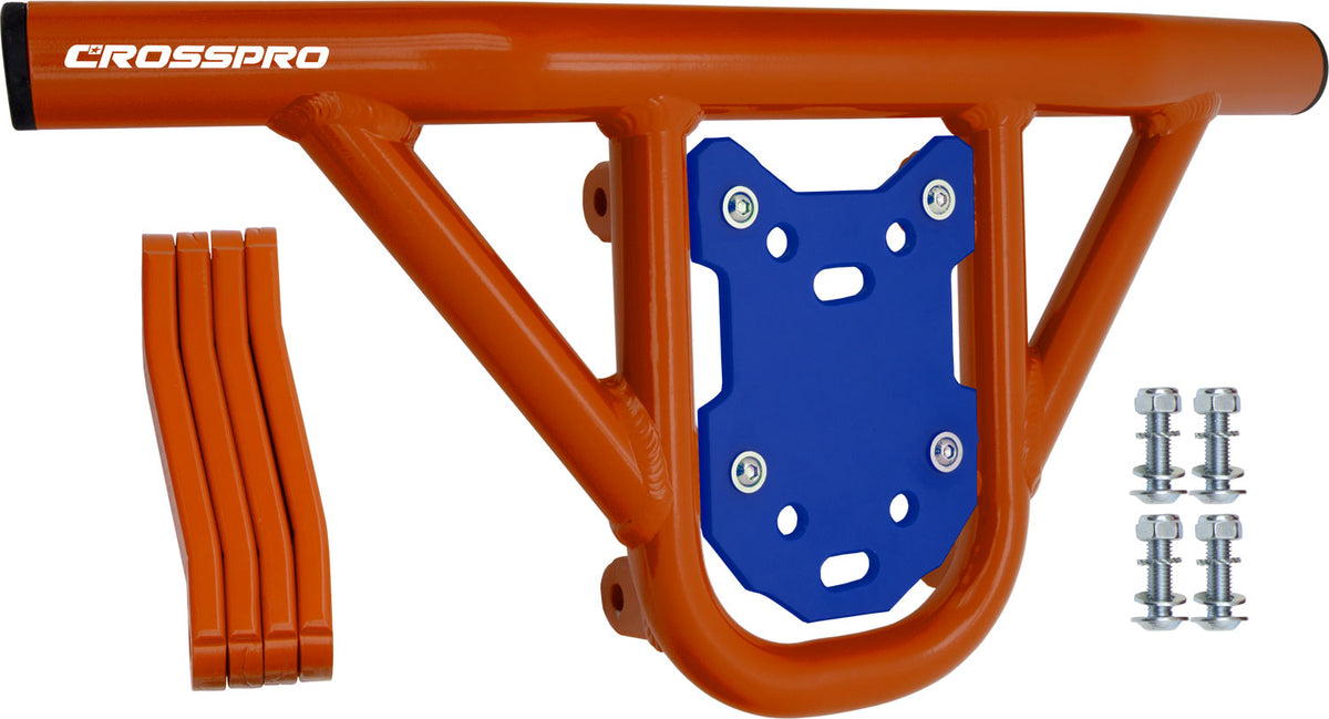 Crosspro - Front Bumper Hat For Yamaha YFZ 450-Orange Tube / Blue Plate