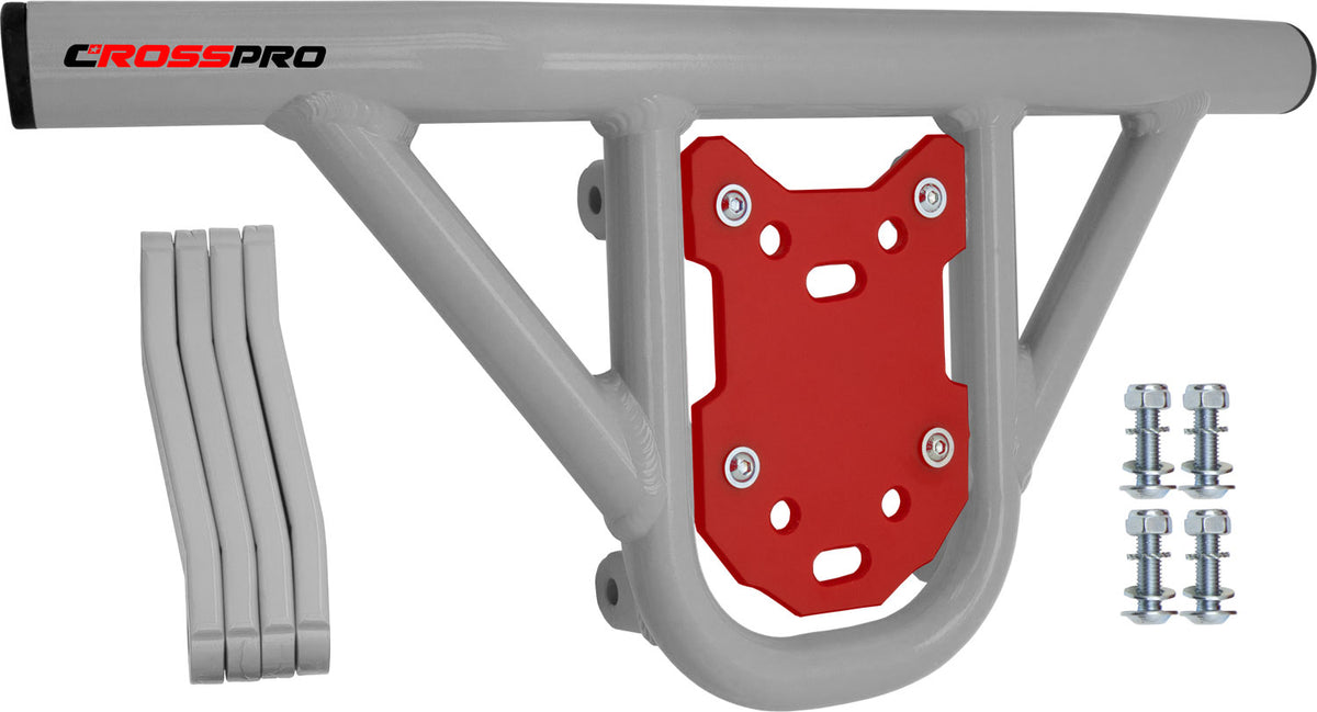 Crosspro - Front Bumper Hat For Yamaha YFM 700 Raptor-White Tube / Red Plate