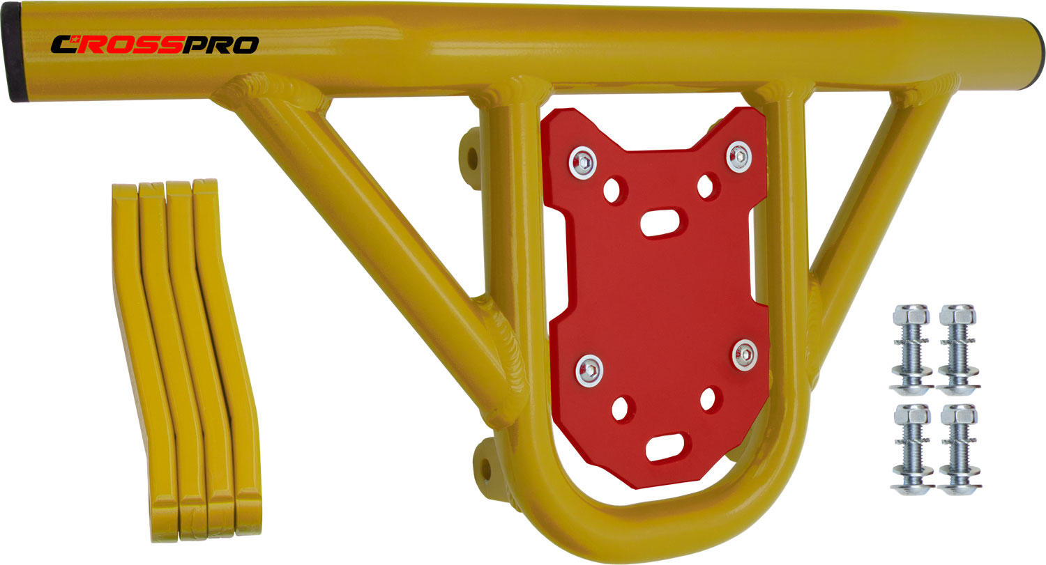 Crosspro - Front Bumper Hat For Polaris Predator 500-Yellow Tube / Red Plate
