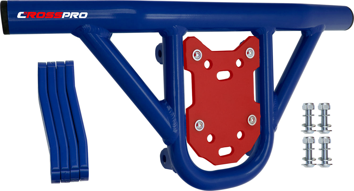 Crosspro - Front Bumper Hat For Yamaha YFZ 450-Blue Tube / Red Plate