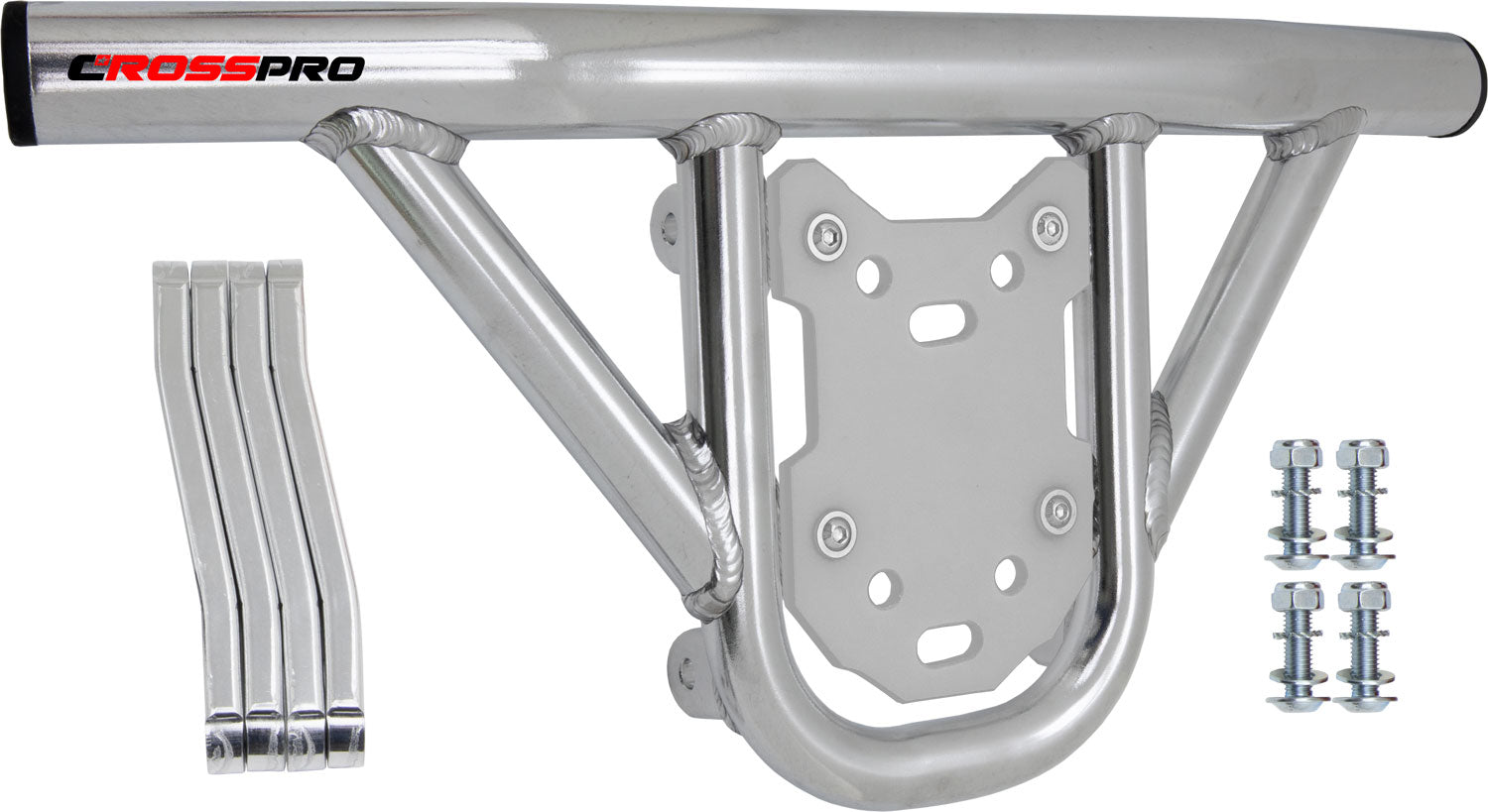 Crosspro - Front Bumper Hat For Can Am (BRP) DS 450-Polish Tubo / White Plate