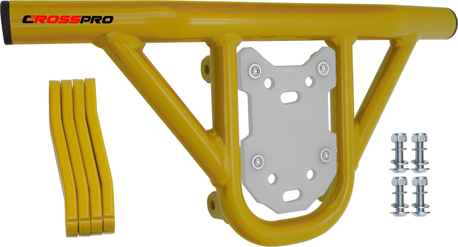Crosspro - Front Bumper Hat For Yamaha YFZ 350 Banshee-Yellow Tube / White Plate