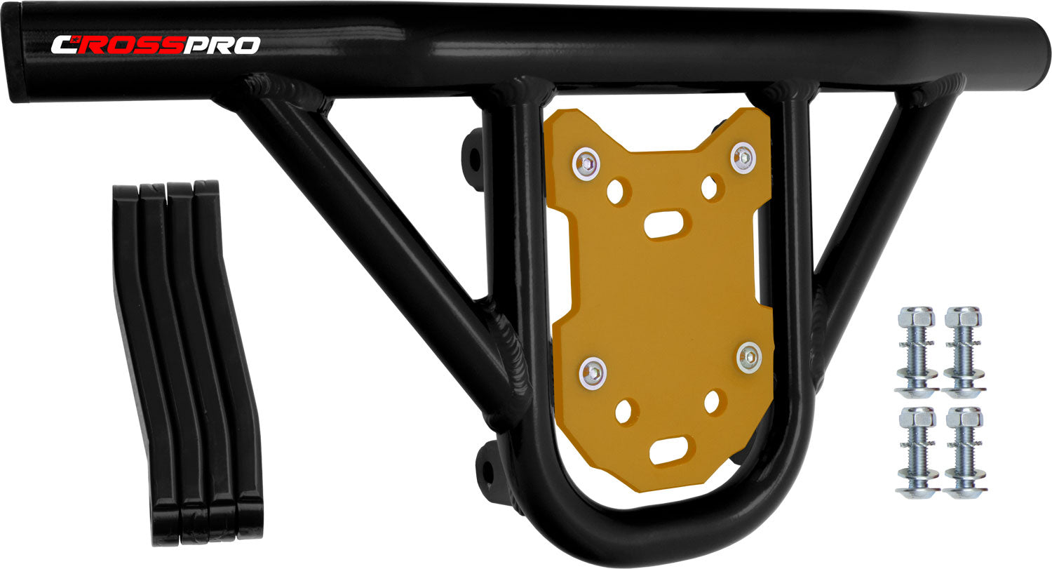 Crosspro - Front Bumper Hat For Yamaha YFM 660 Raptor-Black Tube / Yellow Plate